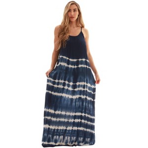 Riviera Sun Womens Maxi Dress  Tie Die Spaghetti Strap Long Sundress  Summer Dresses - 1 of 3