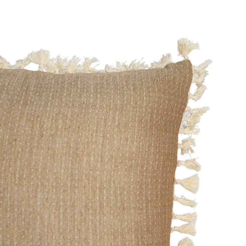 Hand Woven Reversible Throw Pillow Brown Cotton With Polyester Fill by Foreside Home & Garden, 4 of 7
