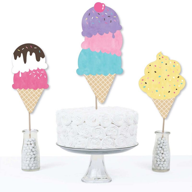 Big Dot of Happiness Scoop Up the Fun - Ice Cream - Sprinkles Party Centerpiece Sticks - Table Toppers - Set of 15, 3 of 8
