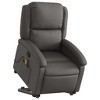 vidaXL Gray Real Leather Power Lift Massage Recliner - Electric Motor Stand-Up Armchair, Manual Tilt, Vibration Massage, Foam Padded - 3 of 4