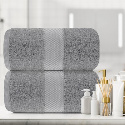 Oversized Light Gray Turkish Cotton Bath Sheets Set of 2