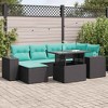 vidaXL 9 Piece Patio Sofa Set with Cushions Black Poly Rattan Acacia - 2 of 4