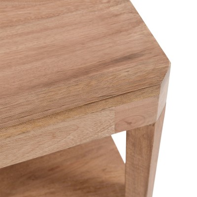 Natural Mango Wood Square Coffee Table with Storage Shelf