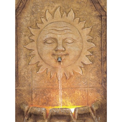 Rustic Faux Stone Outdoor Wall Water Fountain with LED Light