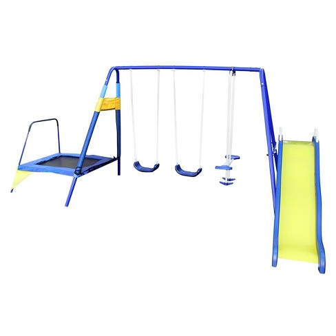 Sportspower Almansor Metal Swing Slide And Trampoline Set Blue Yellow Target