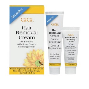 Gigi Facial Hair Removal Cream (1 oz) and Slow Grow Soothing Cream Set for Sensitive Skin (0.5 oz) | Fast and Easy Result (SENSITIVE KIT) - 1 of 4