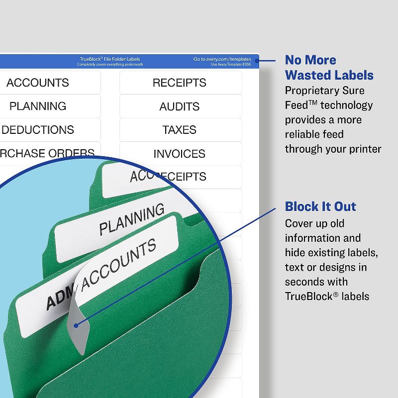 Avery Permanent File Folder Labels TrueBlock Inkjet/Laser Orange Border 750/Pack 5166, 3 of 9