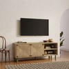 LuxenHome 2-Door Rope Design 55.1-Inch Wide Manufactured Wood TV Console Cabinet Brown - 2 of 4