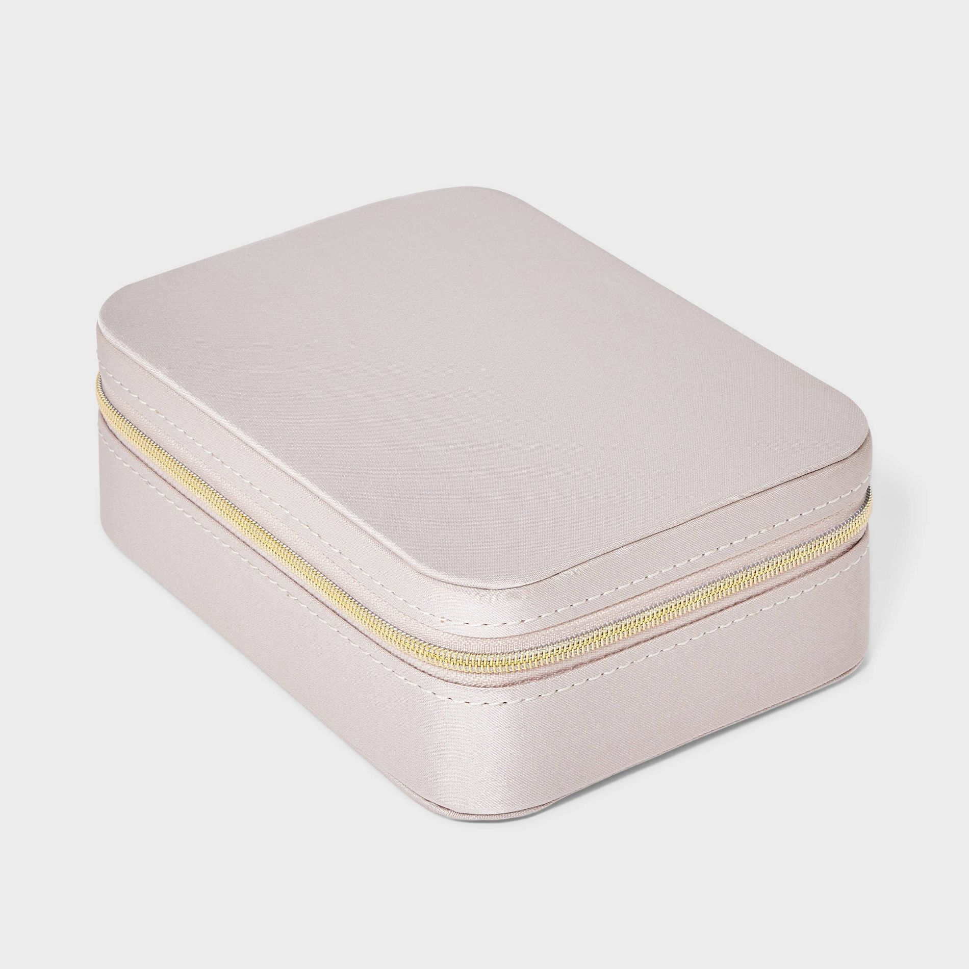 Rectangular Travel Jewelry Organizer - A New Day™ Taupe Satin: Polyester Storage Box, Adult Use
