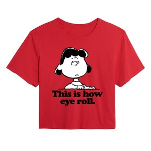Women's - Peanuts - Lucy This Is How Eye Roll Cropped Graphic T-Shirt - 1 of 4