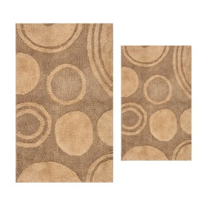 Knightsbridge Stylish And Comfortable Traditional Orbit Design 2 PC Cotton Bath Rug Set 20"x30" & 24"x40" Silver - 1 of 4