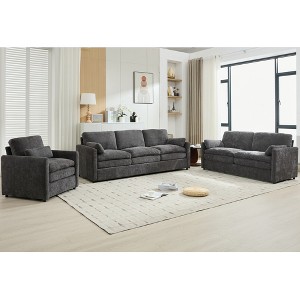 Cloud Sofa Set, Oversized Upholstered Couch with Double Cushions, Comfy Sectional Sofa Group for Living Room-- Frevyn - 1 of 4