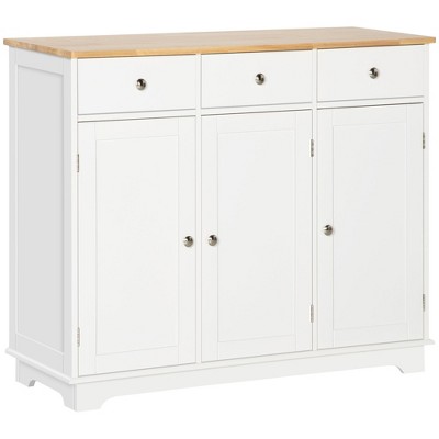NicBex Sideboard Cabinet with 3 Drawers and Adjustable Shelves Kitchen Buffet Cabinet with Wooden Top for Kitchen,Living Room