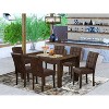 HomeStock 7-Piece Rectangle Distressed Jacobean Finish Solid Wood Top Dining Table with 6 Chairs - 2 of 4