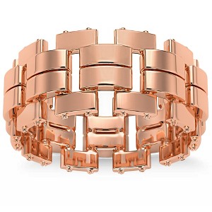 Pompeii3 8MM Link Men's Ring 14k White, Yellow, or Rose Gold Wedding Band - 1 of 2