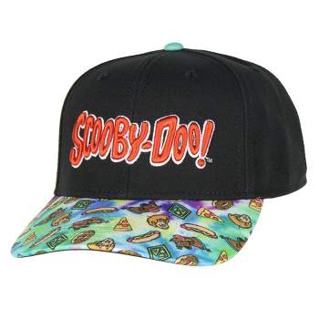 Scooby Doo Snack Time Tie-Dye Pre-Curved Bill Adjustable Snapback Hat Cap Black