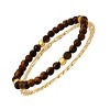 Steeltime mens brown beaded bracelet and sterling silver chain bracelet set - image 2 of 3