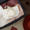 Gold Initial Personalized Makeup Bag for Women, Monogrammed Canvas Cosmetic Pouch (White, 10 x 3 x 6 In) - 2 of 4