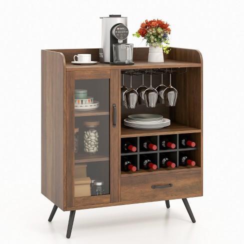 Kitchen storage cabinet with wine online rack