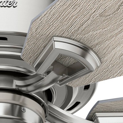 52" Devon Park Brushed Nickel Ceiling Fan with Rustic Wood Blades and LED Light