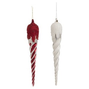 Transpac Glass Icicle Ornament Set of 2 Christmas Home Decorations - 1 of 1
