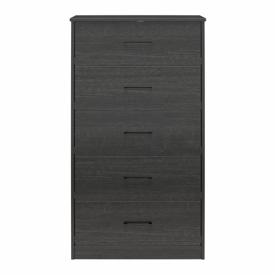 Ameriwood Home BrEZ Build Collection Pearce Tall 5 Drawer Dresser, Black Oak