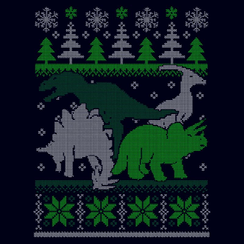 Women's Lost Gods Dinosaur Ugly Christmas Sweater T-Shirt, 2 of 5