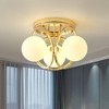 PAKOKULA 11.81 in. 3-Light Gold Farmhouse Semi-Flush Mount Ceiling Light with Frosted Glass Shade - 2 of 4