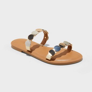 Women's Vivienne Two Band Flat Sandals - Universal Thread™ Gold/Silver - 1 of 4
