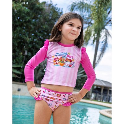 PAW Patrol Little Girls Rash Guard and Bikini Bottom Swim Set UPF 50+ Pink 6 — фото 2