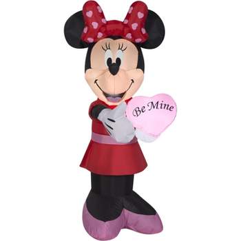 Gemmy Airblown Inflatable Valentine Minnie Mouse, 3.5 ft Tall, Red