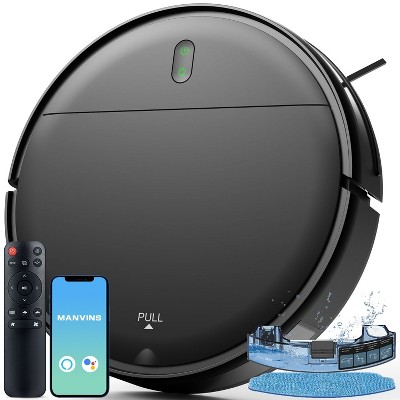 MAMNV BR151 Robot Vacuum and Mop Combo, Robotic Vacuum Cleaner with APP/Remote, Self-Charging Ideal for Pet Hair, Black