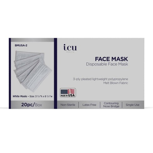 ICU Health Non-Medical Disposable Face Mask - White - 20ct - image 1 of 3