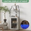 Homfan 5-Tier Corner Bar Cabinet with Lights, Adjustable Shelves & Glass Doors - Home Liquor Wine Display - 4 of 4