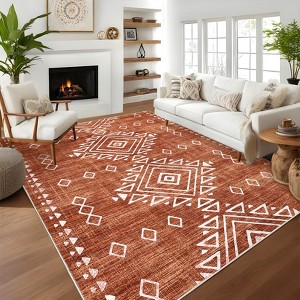 Modern Striped Geometric Rugs for Bedroom Retro Thin Soft Washable Low Pile Area Rugs Easy Care Non Slip Soft Carpet for Living Room - 1 of 4