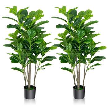 Tangkula 51"Artificial Tree 2-Pack Artificial Fiddle Leaf Fig Tree for Indoor Outdoor
