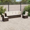 vidaXL Garden Sofa Set Brown PE rattan 6-piece set Adjustable Feet - 2 of 4