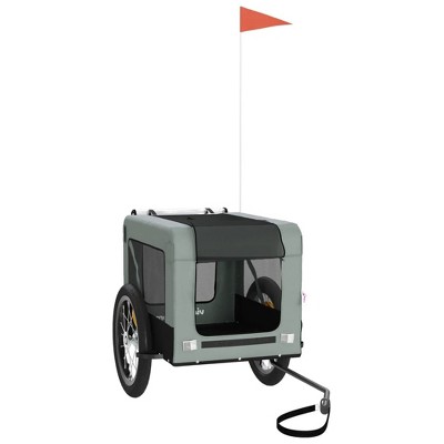 Gray and Black Oxford Fabric Pet Bike Cargo Trailer