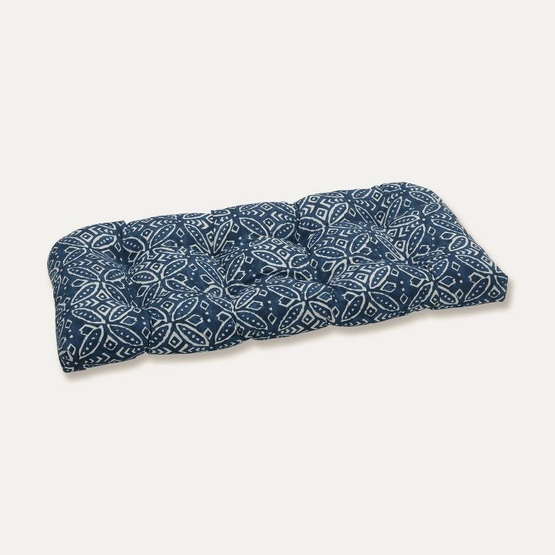 Merida Indigo Wicker Outdoor Loveseat Cushion Blue - Pillow Perfect, 1 of 7