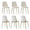 Armless Dining Chair Set Of 6 With Gold Metal Legs,Linen Dining Chair for Dining Room,Kitchen Chair,Farmhouse Funiture-Tanpinhause - 3 of 4