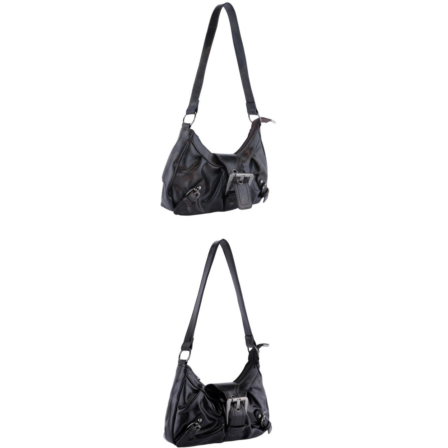 Сумки INSPIRE CHIC 2 Packs Shoulder for Women Y2K Underarm Purse Retro Crescent Handbag with Belt Buckle Black/Coffee 11.4*3.1*6.3 inches, цвет: Чёрный — фото 1