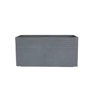 Rosemead Home & Garden, Inc. 10" Wide Kante Lightweight Modern Rectangular Concrete/Fiberglass Indoor Outdoor Planter Box Slate Gray - 1 of 4