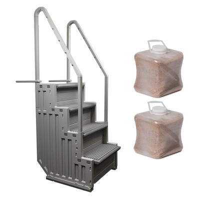 NEW CONFER STEP-1 Above Ground Pool Ladder Step System Entry with 2 Sand Weights