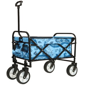 SKRAN Collapsible Foldable Beach Wagon Cart with strapping system,Utility Wagon Cart Camping,Shopping,Gardening,Fishing,Supports 225lbs, - 1 of 4
