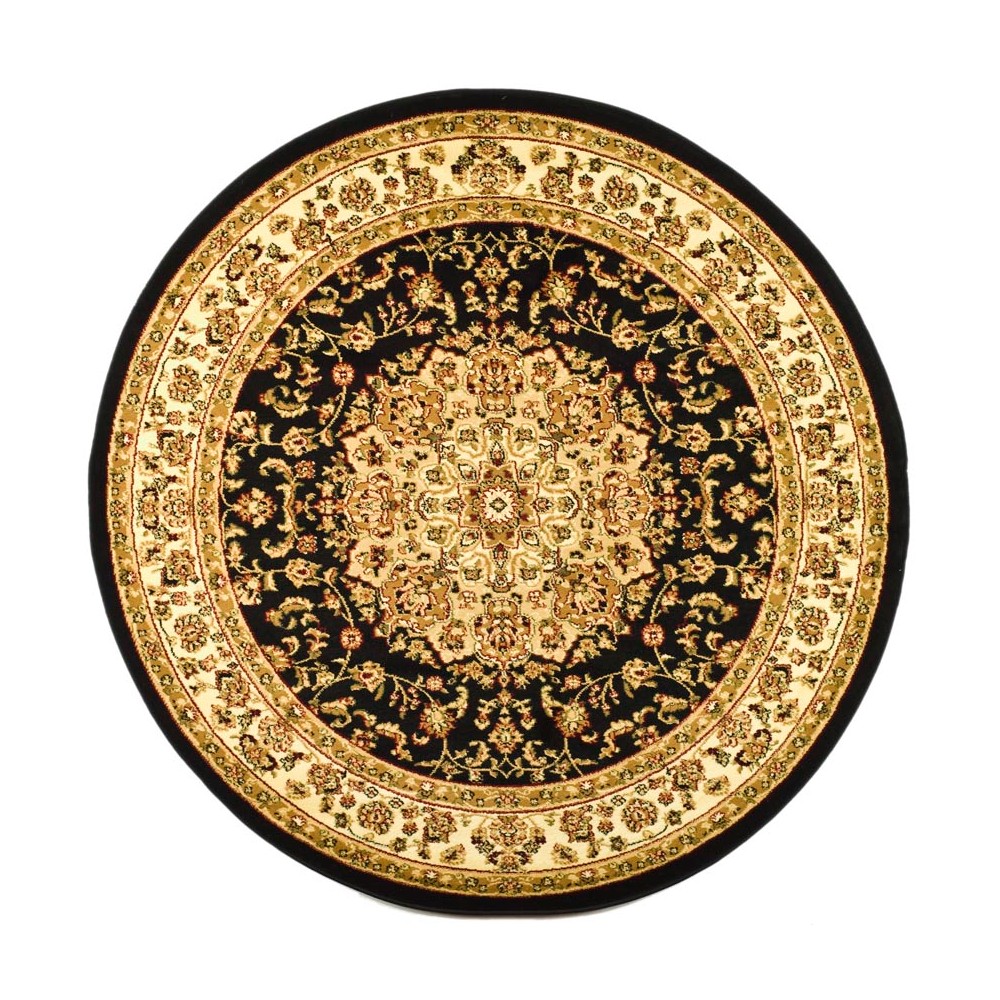 7' Loomed Medallion Round Area Rug Black/Ivory - Safavieh