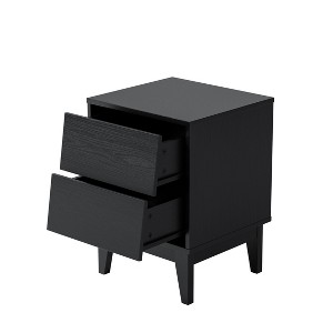 VYNXARIA Set of 2 Mid - Century Modern Black Nightstands: Vintage - Style Charm with Beveled Elegance - 1 of 4