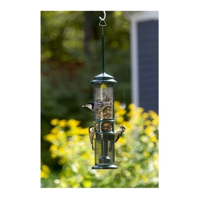 Green Metal Hanging Squirrel-Proof Bird Feeder for Nuts and Fruit