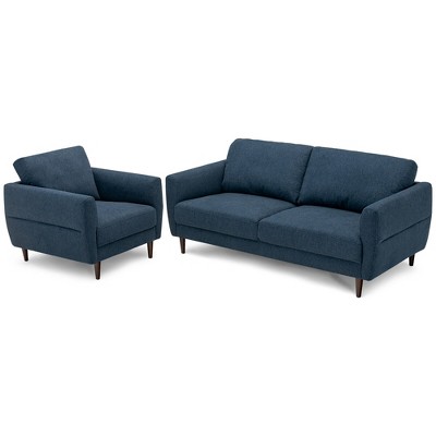 Tangkula 2 Pieces Living Room Sofa Set Modern Fabric Sofa Couch & Accent Chair Set