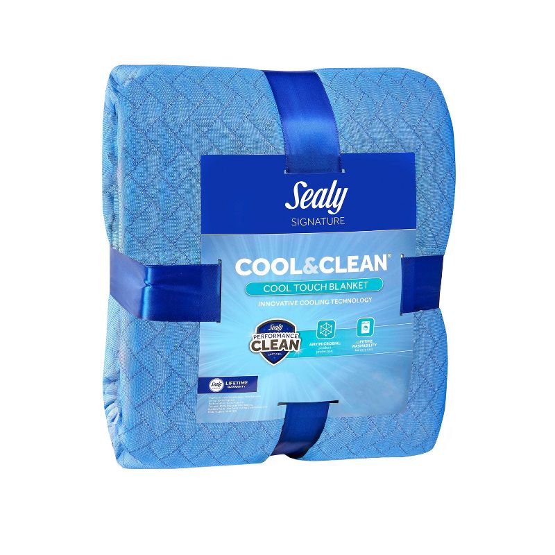 Twin Cool &#38; Clean Bed Blanket Blue Fog - Sealy, 1 of 7