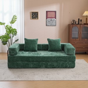Whisen Sectional Compression Sofa Bed & Floor Futon Couch with Convertible Folding Design, Pillows and Armrests - 1 of 4